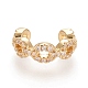 Латунные серьги-манжеты из прозрачного кубического циркония EJEW-M195-09G-3