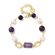 Браслеты из натуральных аметистов и жемчужин с круглыми бусинами для женщин BJEW-Q039-01G-4