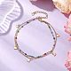 Браслеты на ногу из нержавеющей стали 304 и латуни с двойной цепочкой AJEW-AN00629-01-2