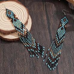 Длинные серьги-кисточки из богемского стекла ручной работы в форме ромба&nbsp;AP6965