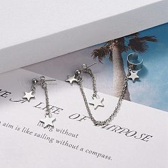 Асимметричные серьги в форме звезды из нержавеющей стали марки 304 EJEW-JE04889-02