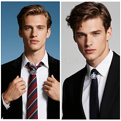 2 шт. 2-цветные зажимы для галстука со стразами из сплава&nbsp;FIND-CY0001-38A