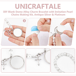 Набор для изготовления браслета из сплава с пустым куполом своими руками и цепочками из искусственного жемчуга&nbsp;BJEW-UN00002