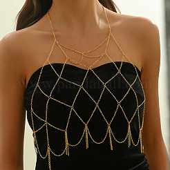 Элегантные железные геометрические сетчатые нагрудные цепи с кисточками для повседневного наряда для вечеринок ZU3028