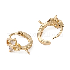 Латунные серьги-кольца из прозрачного кубического циркония&nbsp;ZIRC-YW0001-06G