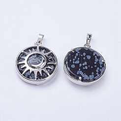 Естественно снежинка обсидиана подвески G-K234-B08