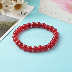 Наборы браслетов из стекла с кракле и росписью распылением круглые бусины стрейч&nbsp;BJEW-JB06481