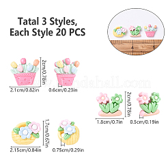 60шт 3 стиля непрозрачные кабошоны из смолы&nbsp;RESI-YW0002-02