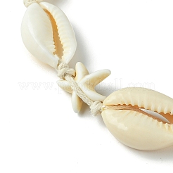 Браслеты из плетеных бусин в виде морской звезды из натуральной ракушки и синтетической бирюзы BJEW-JB10081