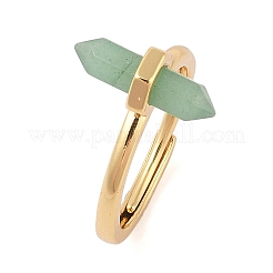 Регулируемые кольца из натурального камня в форме шестиугольной призмы для женщин RJEW-G327-01G