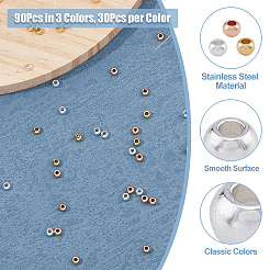 90 шт. 3-х цветные бусины из нержавеющей стали 304 STAS-DC0014-45