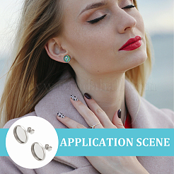 Плоские круглые серьги-гвоздики из нержавеющей стали 304&nbsp;STAS-UN0060-72B