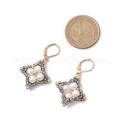 Стеклянные бусины ромбовидные серьги-русалки EJEW-MZ00346-02