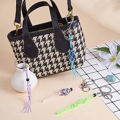 4шт 4 цвета макраме бахрома плетеный брелок&nbsp;AJEW-SW00014-02