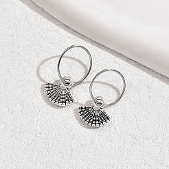 Элегантные латунные серьги-кольца в форме веера HK3249