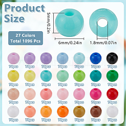 1960шт 27 цвета непрозрачные акриловые бусины&nbsp;MACR-PH0002-02