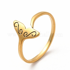 Кольцо-манжета из нержавеющей стали 201 в форме китового хвоста для женщин&nbsp;RJEW-K239-01G-1