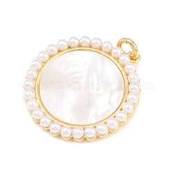 Латунь с подвесками из натуральных белых ракушек&nbsp;KK-C162-005A-G