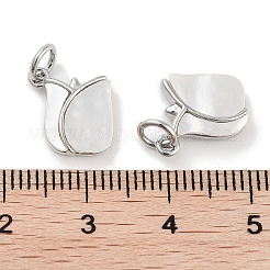 Подвески из латуни из натуральной ракушки с розами и прыгающими кольцами&nbsp;KK-C051-23P