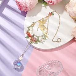 Украшение из латуни с подвеской в виде эльфа и луны&nbsp;HJEW-TA00226