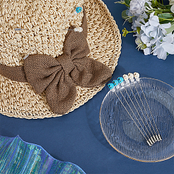 8 шт. брошь-булавки из синтетической бирюзы и латуни двух цветов&nbsp;JEWB-DR00023