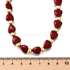 Ожерелья из латунных и АБС-искусственных жемчужин в форме сердца и круглых бусин для женщин NJEW-D314-11C-G