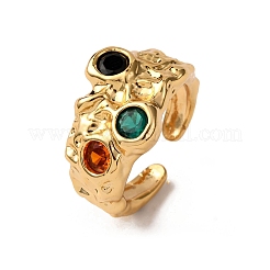 Манжеты из латуни с микро паве кубический цирконий для женщин RJEW-F191-01G-02