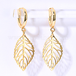 Простые серьги-кольца из нержавеющей стали 201 в форме листа RL4591