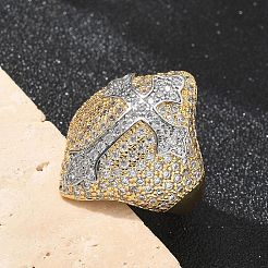 Кольца-манжеты для пальцев с микропаве из прозрачных кубических цирконий из латуни для женщин RJEW-U033-04G