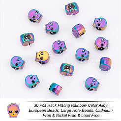 30 шт. стойка с покрытием радужного цвета сплав европейские бусины PALLOY-NB0003-87