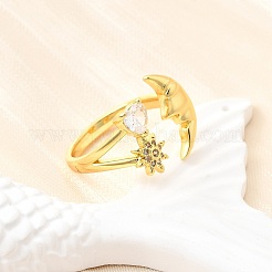 Кольца-манжеты с микропаве из латуни и кубическими цирконами в морском стиле для женщин RJEW-F184-17C-G