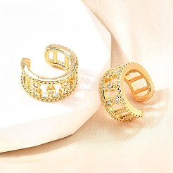 Латунные серьги-манжеты из прозрачного кубического циркония&nbsp;EJEW-F370-10G