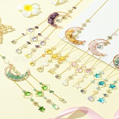 Натуральные зеленые авантюриновые чипсы лунные подвески украшения HJEW-FS00027-03