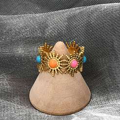 Открытые манжеты из нержавеющей стали Sun 304 с эмалью&nbsp;RJEW-Q006-02C-G