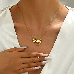 Комплекты из серег-гвоздиков и ожерелий с подвесками из нержавеющей стали Word Baby для женщин AE9274-3