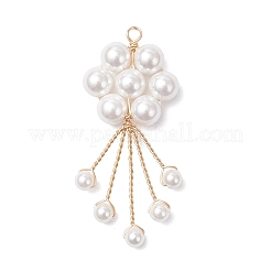 Подвески из круглой бусины с ракушечным жемчугом и медной проволокой PALLOY-TA00327