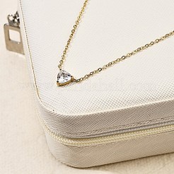 Ожерелья из нержавеющей стали 304 с треугольным кулоном из кубического циркония для женщин NJEW-Z064-02G