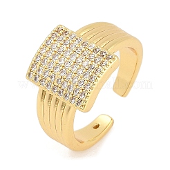 Открытые манжеты из латуни с микропаве и прозрачным цирконием для женщин&nbsp;RJEW-M026-02G-03