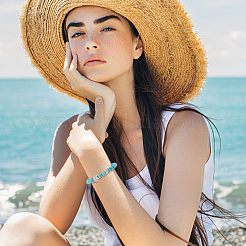 6шт. набор из 6-х круглых браслетов из синтетической бирюзы с бусинами BJEW-AN0001-20