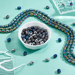 7 нити 7-х цветные непрозрачные гальванизированные стеклянные бусины нити&nbsp;EGLA-PH0001-25