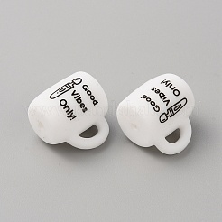 Чашка со словом ggood vibes только силиконовые бусины&nbsp;LS-SIL-WH0006-18B