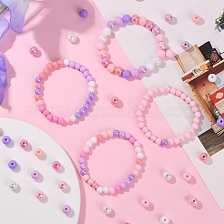 Наборы для изготовления браслетов из круглых непрозрачных акриловых бусин своими руками&nbsp;DIY-YW0011-77B