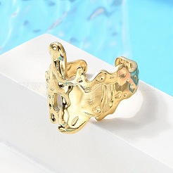 Ионное покрытие (ip) 304 нержавеющая сталь широкий цветок открытое кольцо-манжета для женщин RJEW-G275-05G