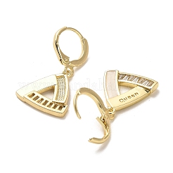 Серьги с подвесками на защелке из латуни с микропаве и фианитами KK-K355-25G