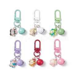 6 шт. подвеска в виде черепахи из искусственной бирюзы и железного колокольчика&nbsp;HJEW-JM04262