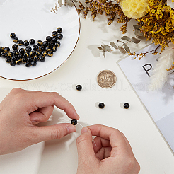 50 шт. бусины из натурального черного оникса (окрашенные и нагретые)&nbsp;G-DR0001-02