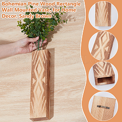 Прямоугольная настенная ваза из богемской сосны&nbsp;HJEW-WH0001-39