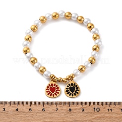 201 браслет из нержавеющей стали с круглыми бусинами BJEW-C090-03G-G