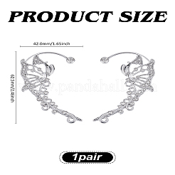 2 шт. 2-х видов серьги-клипсы с кристаллами и стразами в виде бабочек&nbsp;EJEW-LP0012-09