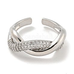 Стойка покрытие латунь микро паве кубический цирконий открытые манжеты кольца RJEW-I104-18P